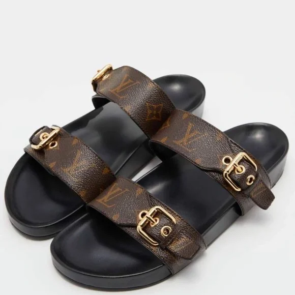 Louis Vuitton Dark Brown Monogram Slides - Picture 2 of 8
